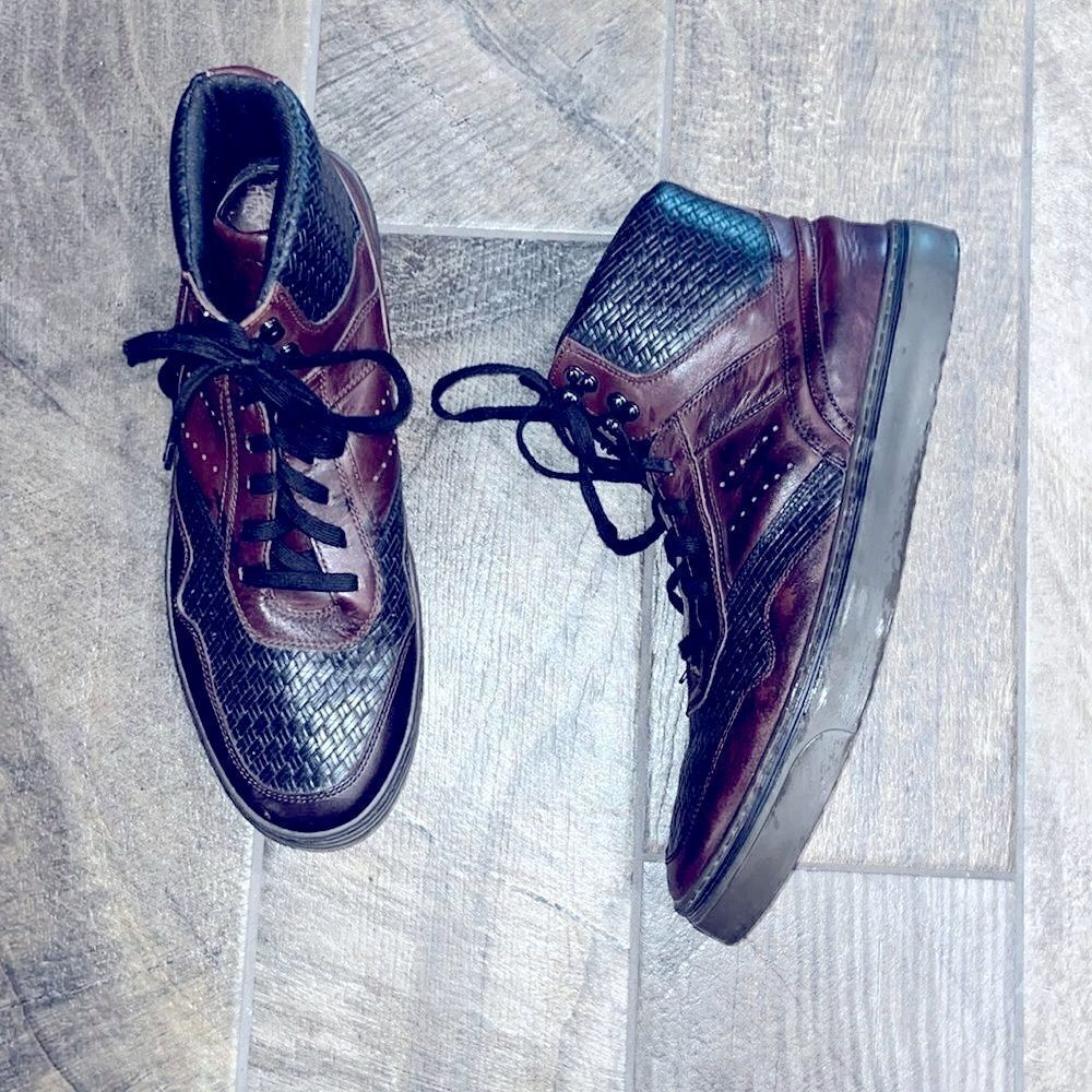 Rockport brown and black leather high top sneakers